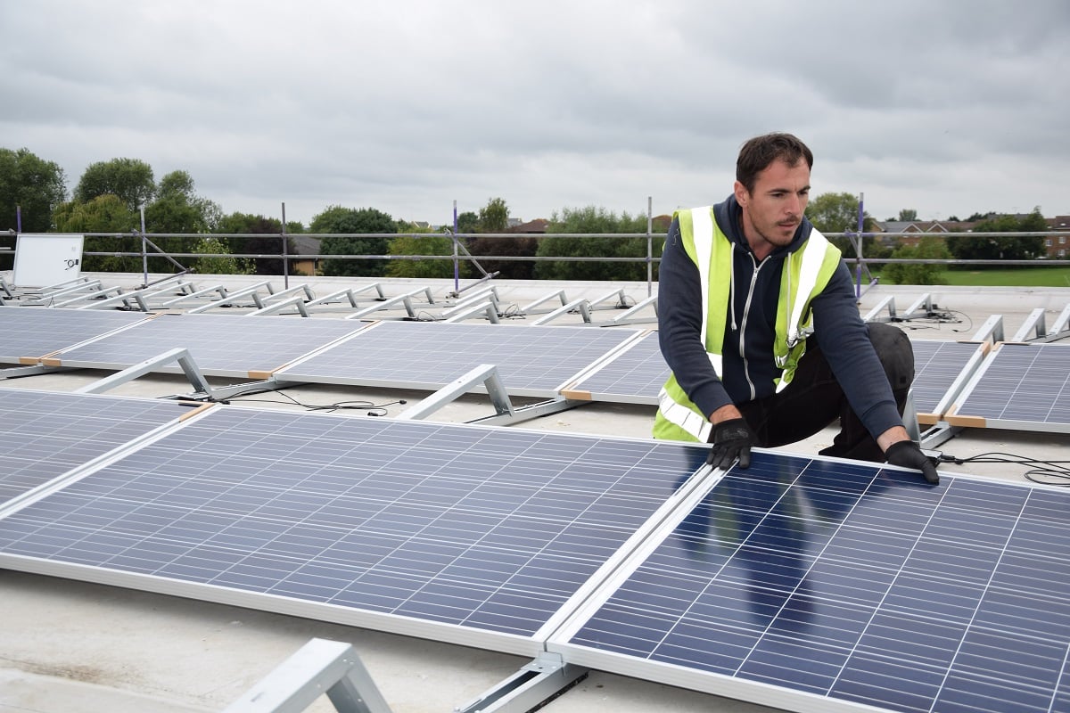 Installing solar panels on flat roof