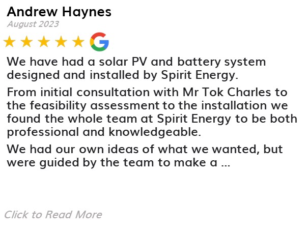 Andrew Haynes - Spirit Energy Solar and Battery - Google Review