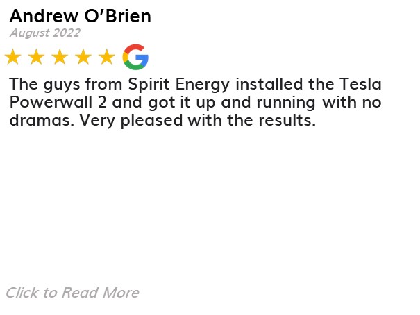 Andrew OBrien- Spirit Energy Solar and Battery - Google Review