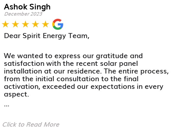 Ashok Singh - Spirit Energy Solar and Battery - Google Review