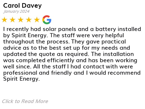 Carol Davey - Spirit Energy Solar and Battery - Google Review