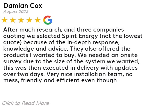 Damian Cox - Spirit Energy Solar and Battery - Google Review