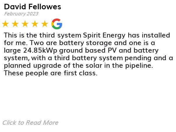 David Fellowes - Spirit Energy Solar and Battery - Google Review