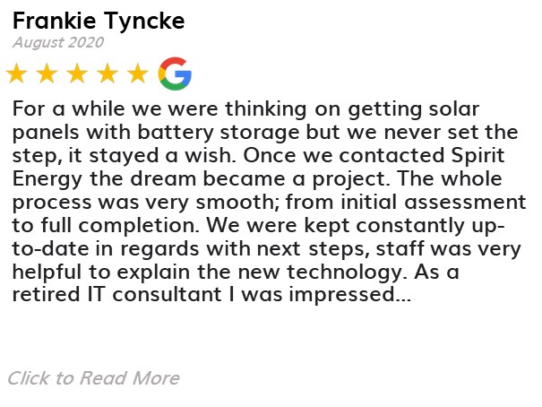 Frankie Tyncke - Spirit Energy Solar and Battery - Google Review