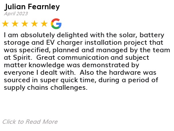 Julian Fearnley - Spirit Energy Solar and Battery - Google Review 3