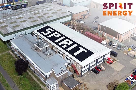 Spirit House Commercial Office and Warehouse Solar Panel Installation for Marketing Branding - Spirit Energy Spirit House Commercial Office and Warehouse Solar Panel Installation for Marketing Branding - Spirit Energy