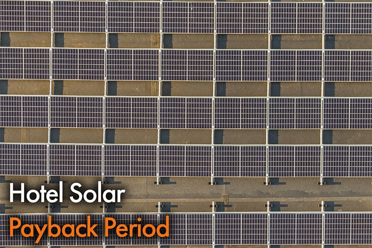 Array of solar on a sustainable hotel