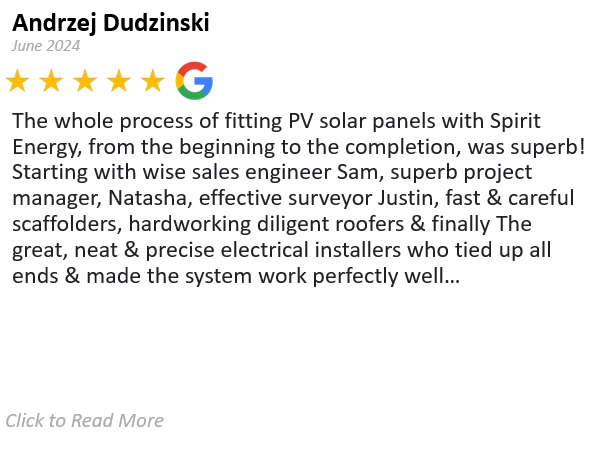Andrzej Dudzinski - Spirit Energy Solar and Battery - Google Review
