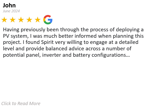 John - Spirit Energy Solar and Battery - Google Review